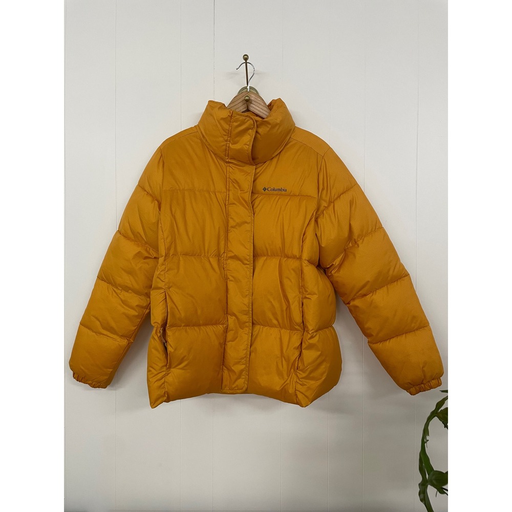 Columbia Womens Mustard Yellow Ripstop Puffer Jacket Insulated Coat Size Large